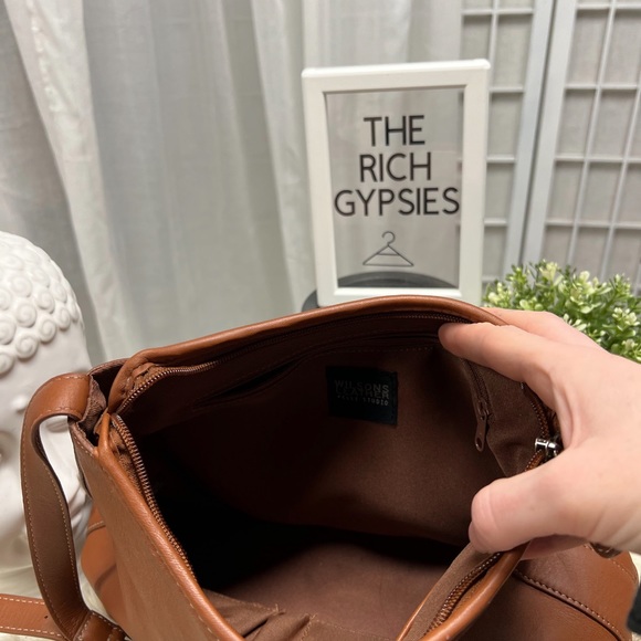 WILSONS LEATHER PELLE STUDIO COGNAC OVER THE SHOULDER HANDBAG P14 - Picture 4 of 9